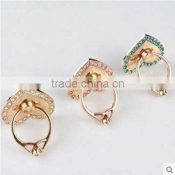 Fashion Crysta Love Heart Shape Metal Ring Holder Stand Mount Finger Grip Stand for Mobile Phone