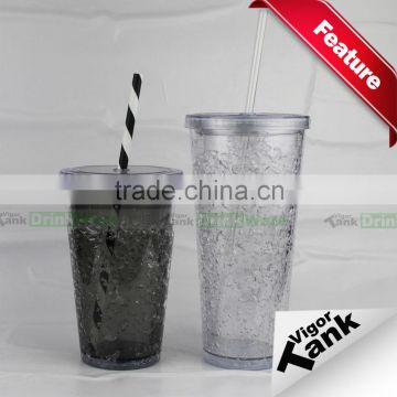 Plastic Drinking Cup Mug with Lid and Straw