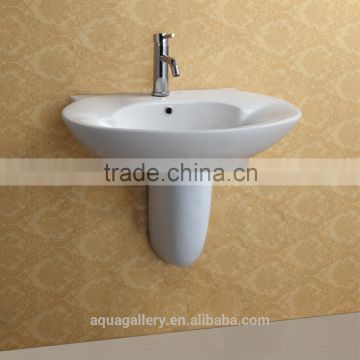 Two Piece Wall Hung Semi Pedestal Basin with Single Faucet Hole