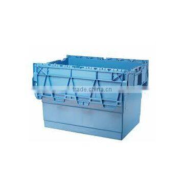 Attached stackable large lid container/turnover lid container box