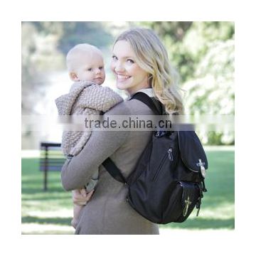 Nylon diaper Backpack with patent leather trim