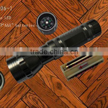 Flashlight with Compass/Metal 5LED Flashlight with Compass