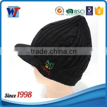 New 2016 black knitted cap old men beanies hats and caps with visor