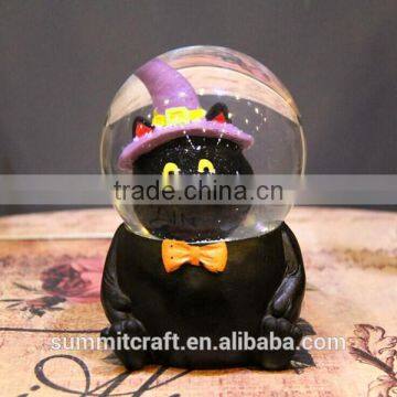 Resin funny black cat kids snow globes halloween water globes