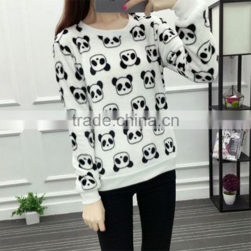 Panda printed white and black printed hoodies for women Autumn winter