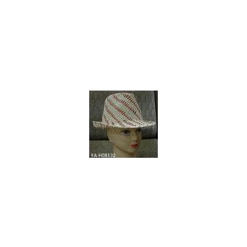 Hand Woven Paper Straw Trilby Hat For Ladies