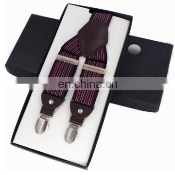 2017 Yiwu fashion brand high quality solid color adult men's 4 clips suspenders