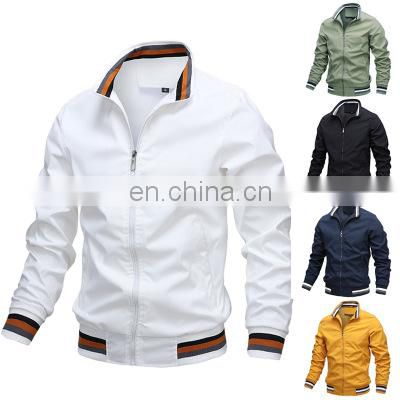 Windproof Men's Jackets Fleece White Winter Casual OEM Service Standard WASHED Full Zipper Jacket Polyester Cotton Bomber Jacket