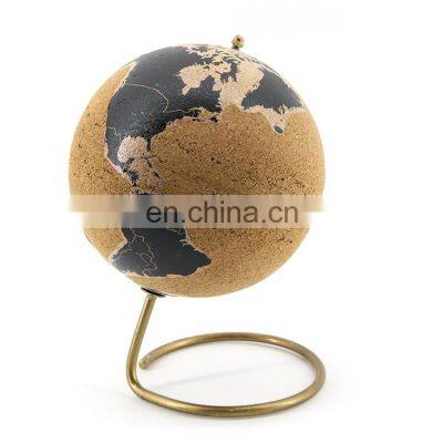custom black gold metal map elegant noble cork stress ball globe toy for kids