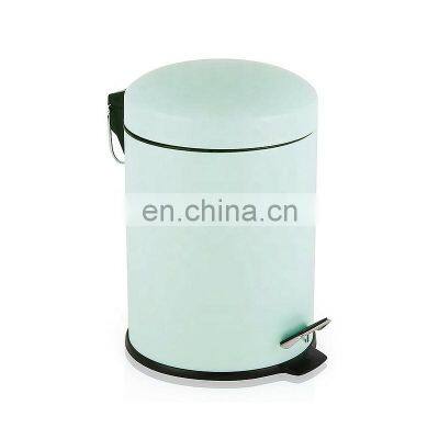 Decorative Mint Green paint with inner basket colorful bathroom trash bin kitchen pedal bin