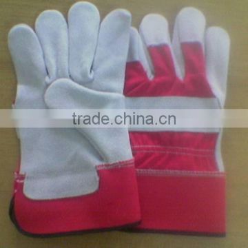 yellow split leather working gloves