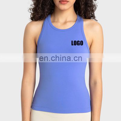 New Sportswear Fashion Quick Dry Racer Back Anti-bacterial Spandex Custom Logo Fit Activewear Workout Yoga Tank Top For Women