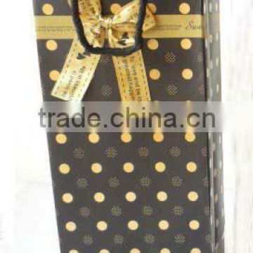 luxury gold printed paper wine bag