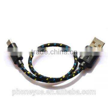 short custom 20cm woven 28/24awg micro usb cable cord wire