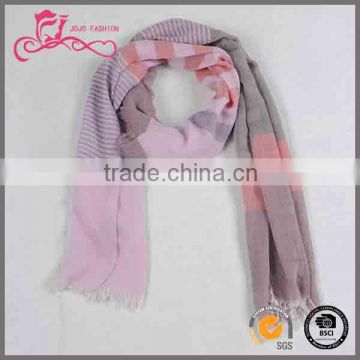 Korea 100% polyester stripe cheap wholesale shawls scarf