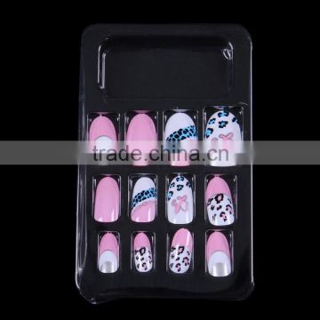 Nail salon professional designed plastic leopard pink grace fingernails nails tips