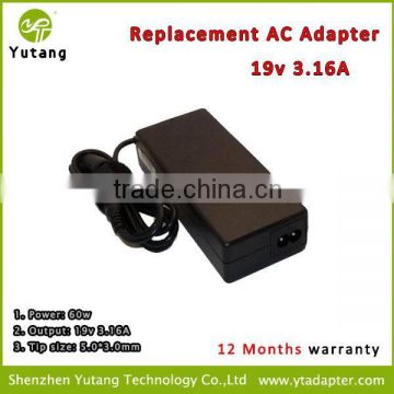 For 19V 3.16A 60W 5.5*2.5 black High quality Laptop adapter
