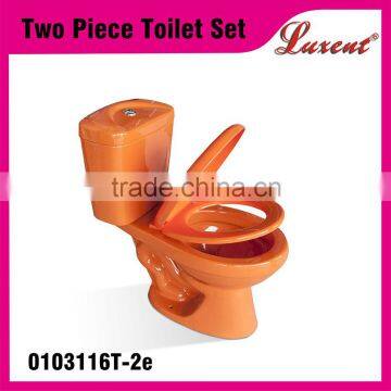 porcelain two piece orange colour toilet set