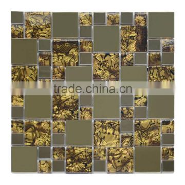 Hot sale luxury glass mix stainless steel silver metal mosaic