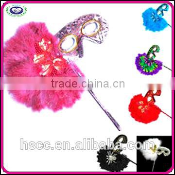 China Manufacturer 6 Colors Pailletter Feather Venetian Mask On Stick