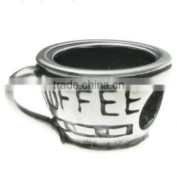 Sterling Silver Coffee Cup Mug Bead Charm for European Charm 3mm Snake Chain Bracelets 925S Silver Coffee Bead