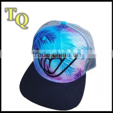 custom 5 panel sublimation printed 3D embroidery mesh snapback caps wholesale