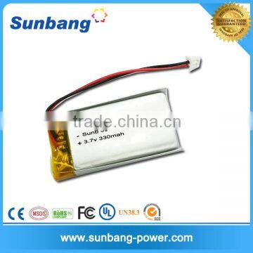 Hot sale 3.7v 330 mah lipo battery cells 551838 with PCM protection