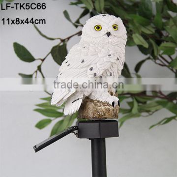 Solar owl polyresin garden decoration