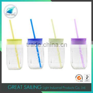 cheap glass bottles with lid and straw