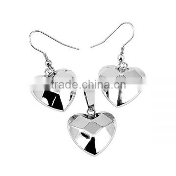 SRS0067 Alibaba China Stainless Steel Pendant and Earring Silver Cool Lozenge Heart Jewelry Set