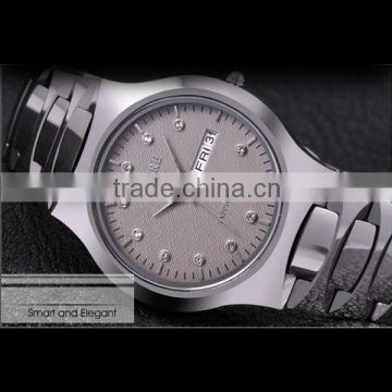 Sapphire newest good quality Water Resistant Tungsten steel watch with diamonds Goldsmith quartz watch lovers watch