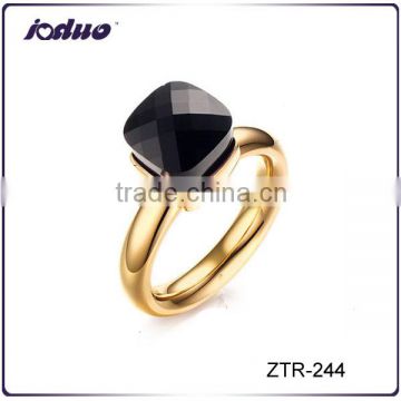 Stainless Steel Jewelry 2016 Gold Plating Glass Ring