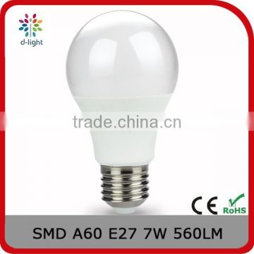 G60 560lm 7w equal to 50w E27 SANAN PC and Aluminum bulb for home & hotel