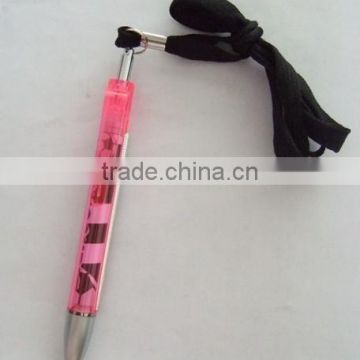 wholesale pink banner scroll pen with lanyard