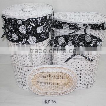 white cheap wholesale wicker willow rattan basket with lid