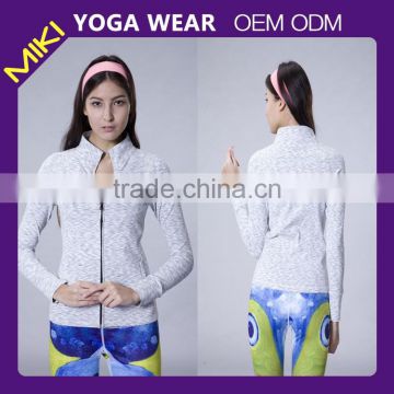 2015 Customized Hot Sale Athletic Grey stripe Ladies' Yoga Fitness Jacket