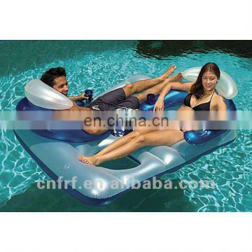 inflatable double PVC floating lounger with air bar