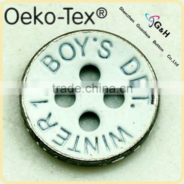 4 hole metal button white with worn effect