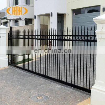 China factory easily assembled powder coated metal wrought iron gate black sliding gates ornaments