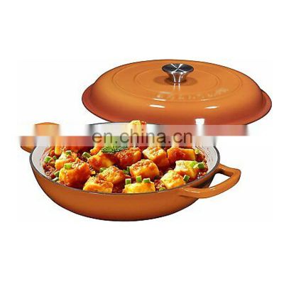 Enamel Cast Iron Cookware Set Pots And Pans shallow turkey seafood casserole