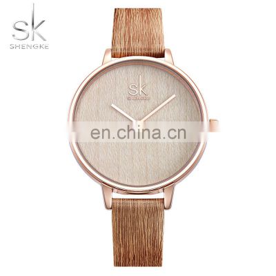 SHENGKE Simple Ladies Watch Popular Stylish Wood Wooden Texture  Band Japan Quartz Movement Watches Custom Logo Watches K0078L