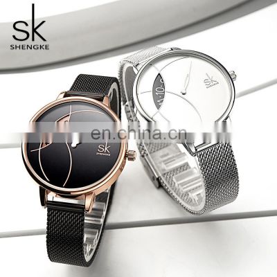 SHENGKE 2021 Unisex Watchs Eye Shape Turntable Hand Watchs Trendy Quartz Wrist Watch K0091L