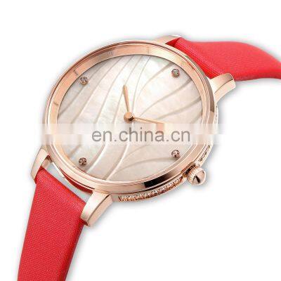 wholesale Oem  Fashion  Rose Gold Watches Casual leather strap Quartz Ladies Watch Women