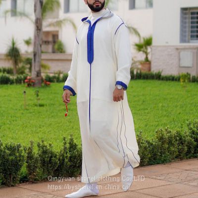 BS-1133978 Islamic Mens Clothing Kaftan Maxi-Muslim Male Shirt Long Sleeve Abaya Dubai Cotton