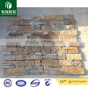 rusty yellow slate culture stone, stacked stone for wall decoration