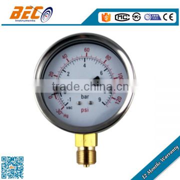 (YTN-60A) 60mm oil type small dial diameter especial from vacuum to low pressure bourdon pointer compound gauge