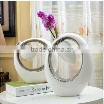 2016 Special design decoration chaozhou ceramic vase with silver plated