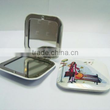 Square aluminum mini compact mirror with double sides