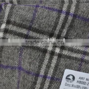 Wholesale wool 50 viscos 50 plaid woolen fabric for winter coats