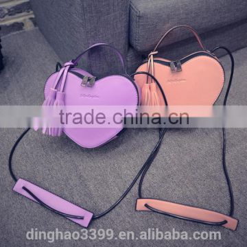 2016 fashiom style bag heart shape lady shoulder bag high quality PU handbag